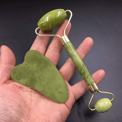 Nostalgic Facial Massager Jade Roller & Gua Sha Tool : Jawline+Glow